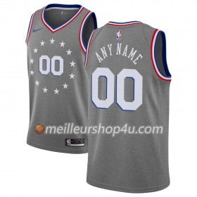 Maillot Basket Homme Philadelphia 76ers Personnalisé 2018-19 Nike City Edition Gris Swingman